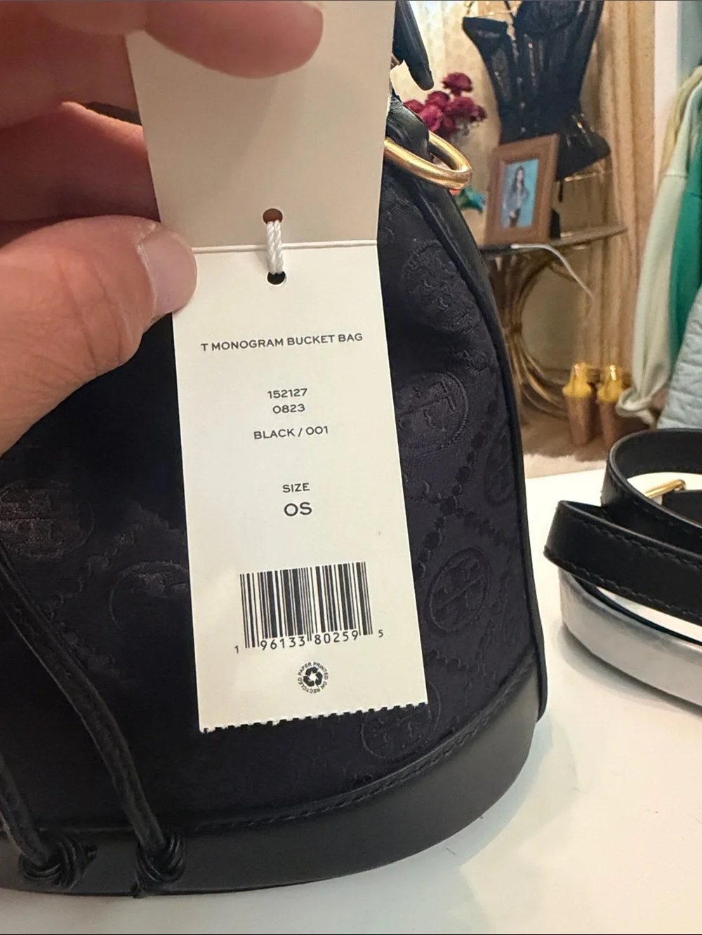 Tory Burch Black T Monogram Bucket Tote
